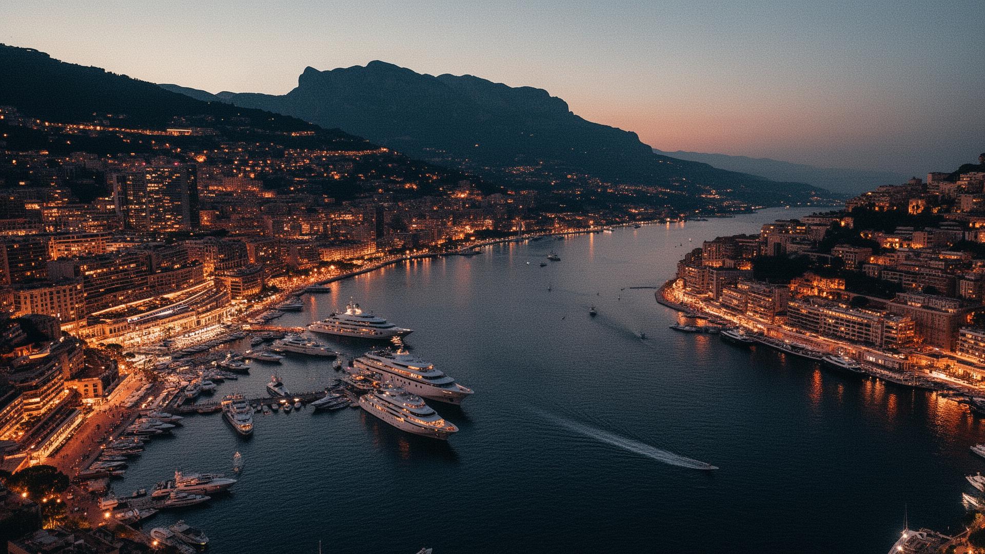 Monaco harbour at dusk